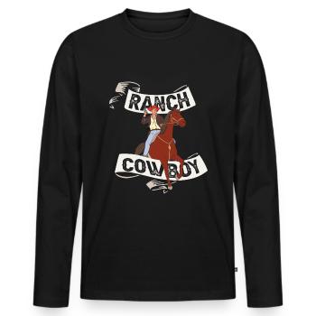 Rodeo Cowboy Lasso Ranch Cowboy - Men's Premium Organic Long Sleeve Shirt - black - Front - Nico (187cm)