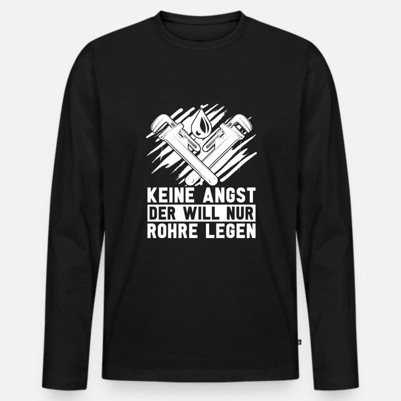 Rohrleitungsbauer Witzig - Männer Premium Bio Langarmshirt - Schwarz