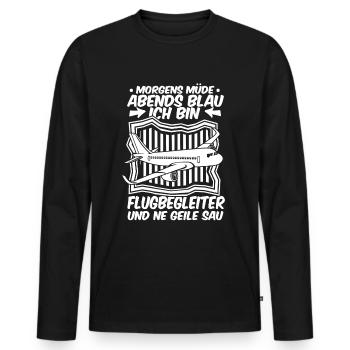 Flugbegleiter Stewardess - Männer Premium Bio Langarmshirt - Schwarz - Vorne - Nico (187cm)