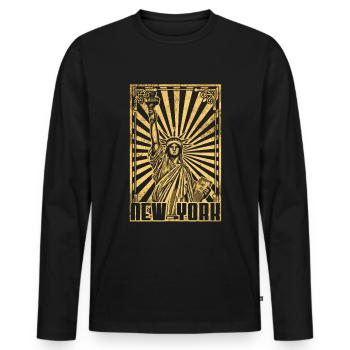 New York Freiheitsstatue - Männer Premium Bio Langarmshirt - Schwarz - Vorne - Nico (187cm)