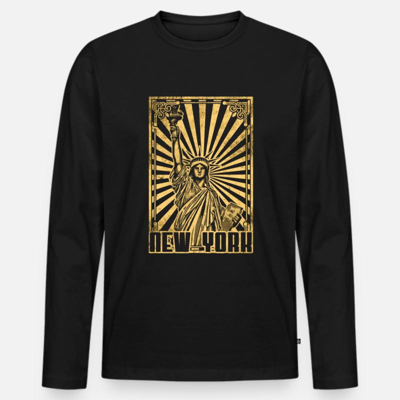 New York Freiheitsstatue - Männer Premium Bio Langarmshirt - Schwarz