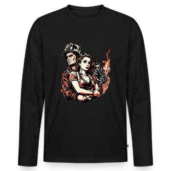 Firefighter Wife wife of a firefighter - Men's Premium Organic Long Sleeve Shirt - black - Front - Nico (187cm)