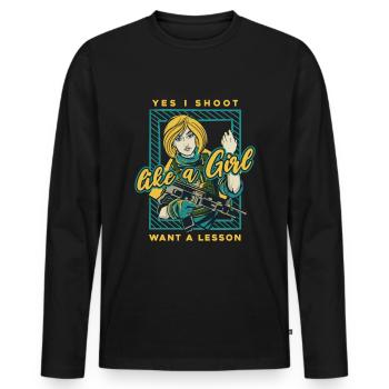Club de tir - T-shirt manches longues Premium bio Homme - noir - Devant - Nico (187cm)