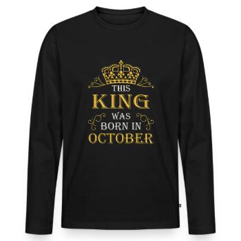 Ce roi est né en octobre – octobre - T-shirt manches longues Premium bio Homme - noir - Devant - Nico (187cm)