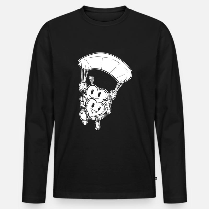 Paragleiter Paragleiten Herzen - Männer Premium Bio Langarmshirt - Schwarz