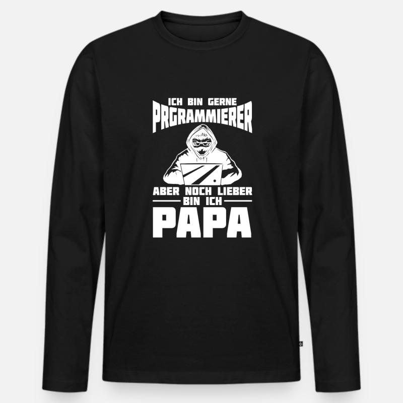 Entwickler Coder Programmierer Vater - Männer Premium Bio Langarmshirt - Schwarz