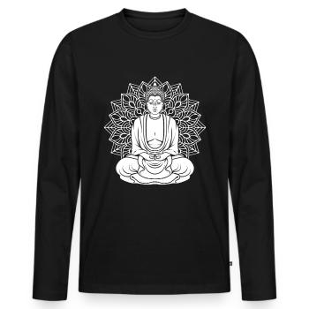 Buddha Buddhist Lotus Blatt - Männer Premium Bio Langarmshirt - Schwarz - Vorne - Nico (187cm)