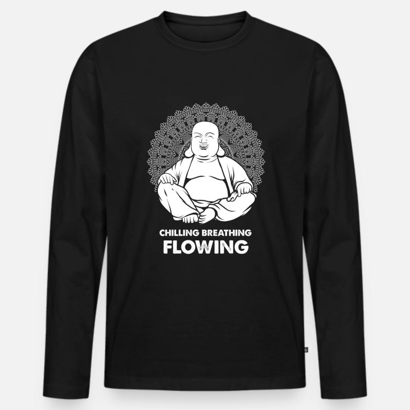 Buddha Buddhist Lustig - Männer Premium Bio Langarmshirt - Schwarz