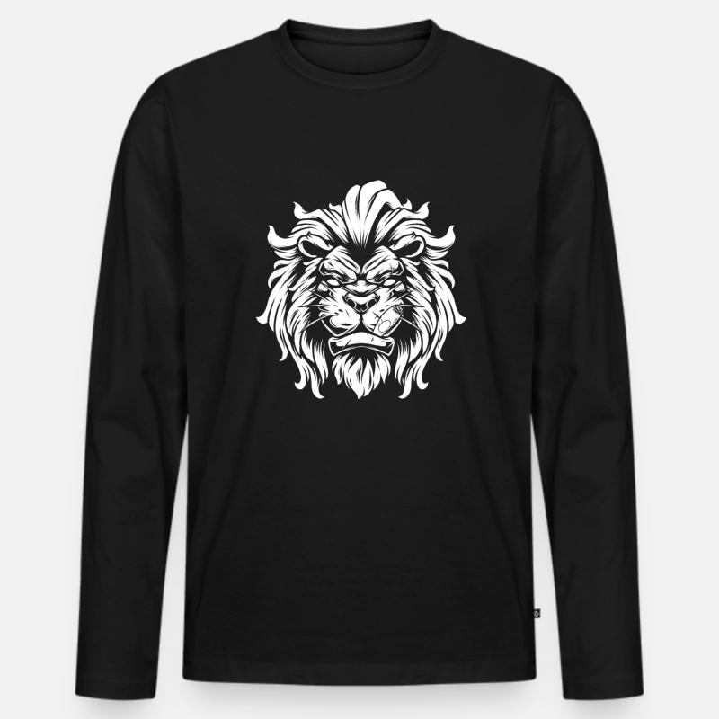 Zigarre Löwe - Männer Premium Bio Langarmshirt - Schwarz