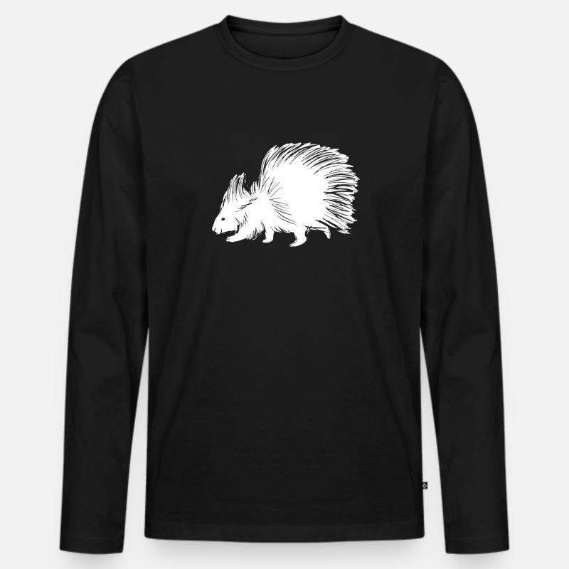 Stachelschwein - Männer Premium Bio Langarmshirt - Schwarz