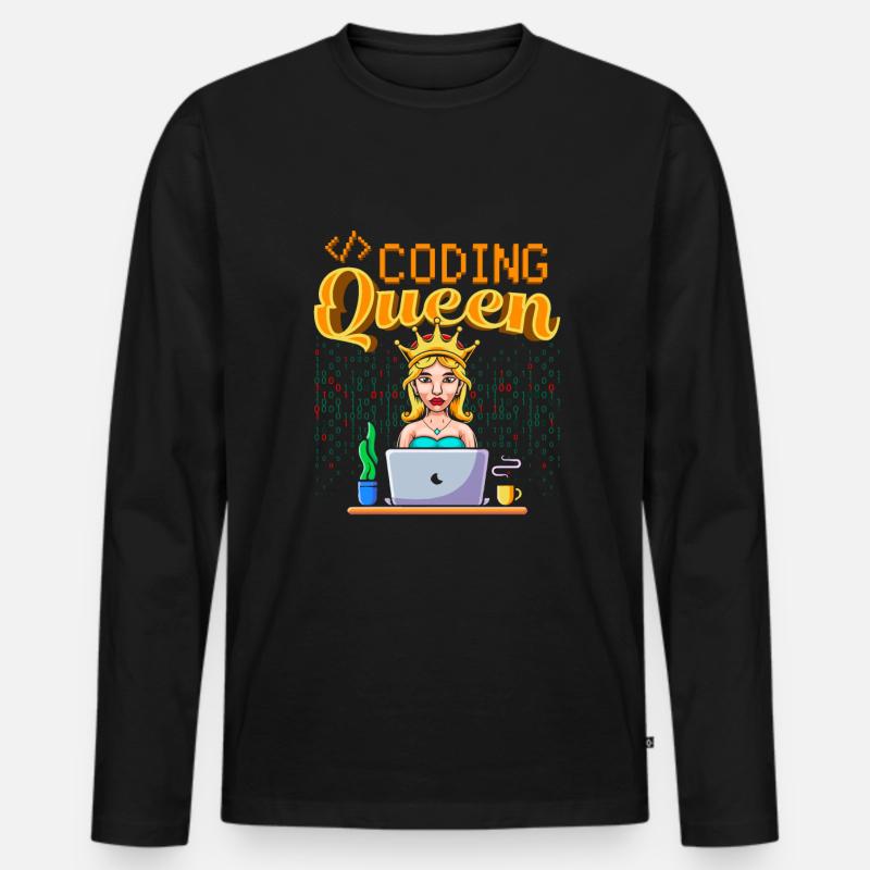 Développeur Coder Programmeur Queen - T-shirt manches longues Premium bio Homme - noir