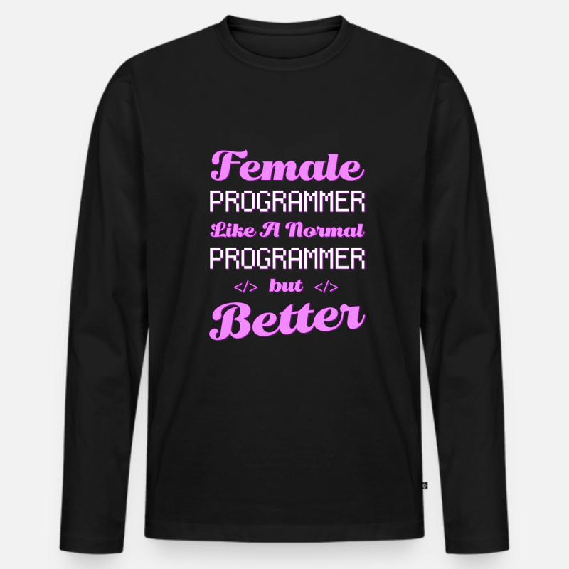 Developer Coder Programmer Female - Men's Premium Organic Long Sleeve Shirt - black