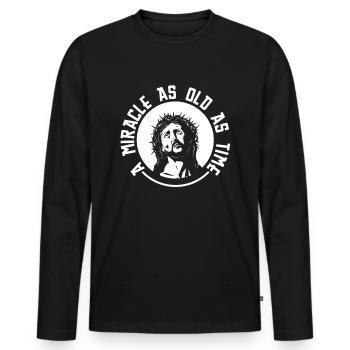 Christ Christianisme Miracle - T-shirt manches longues Premium bio Homme - noir - Devant - Nico (187cm)