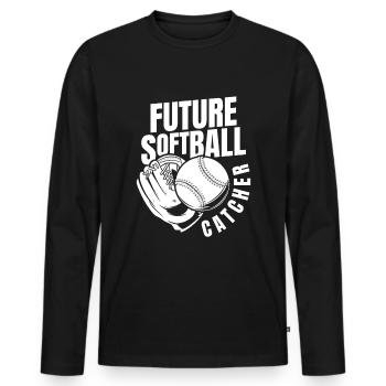 Softball Catcher - Men's Premium Organic Long Sleeve Shirt - black - Front - Nico (187cm)