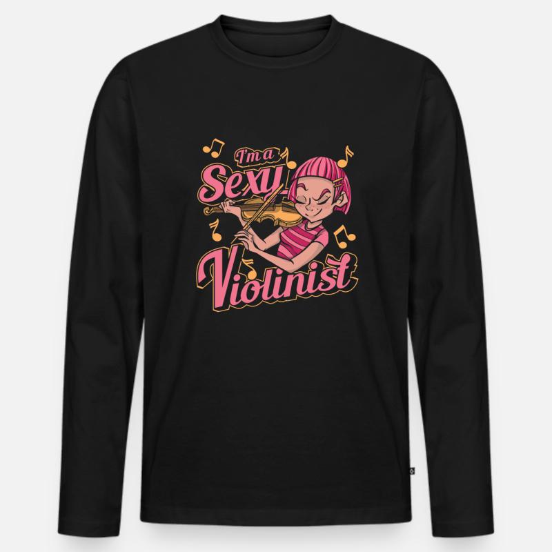 Violine Geige - Männer Premium Bio Langarmshirt - Schwarz