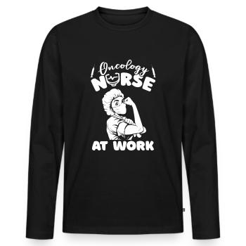 Stéthoscope infirmier - T-shirt manches longues Premium bio Homme - noir - Devant - Nico (187cm)