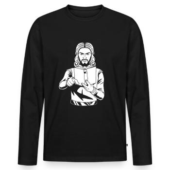 Christ Christianity - Men's Premium Organic Long Sleeve Shirt - black - Front - Nico (187cm)