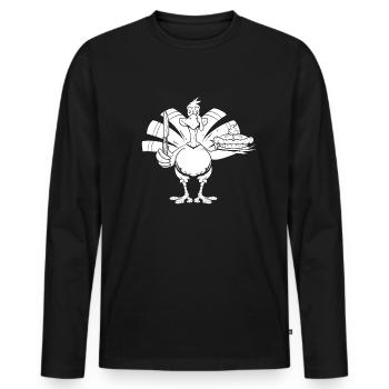 Action de grâce - T-shirt manches longues Premium bio Homme - noir - Devant - Nico (187cm)