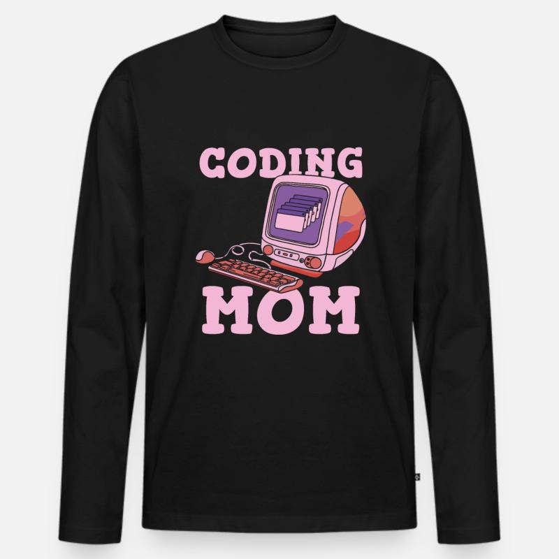 Développeur Coder Programmeur Mère - T-shirt manches longues Premium bio Homme - noir