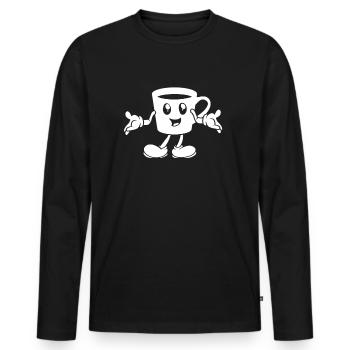 Émoticône Café Café - T-shirt manches longues Premium bio Homme - noir - Devant - Nico (187cm)