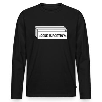 Programmeur Codeur développeur - T-shirt manches longues Premium bio Homme - noir - Devant - Nico (187cm)