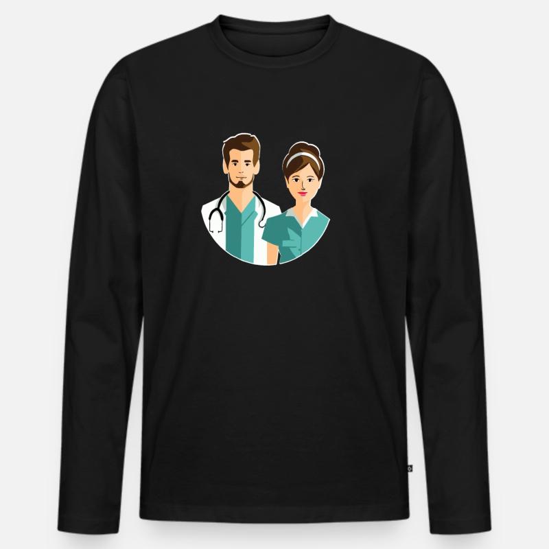 Krankenschwester - Männer Premium Bio Langarmshirt - Schwarz