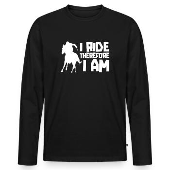 Équitation équestre cool Endurance - T-shirt manches longues Premium bio Homme - noir - Devant - Nico (187cm)