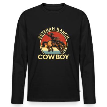Rodeo Cowboy Veteran Ranch Cowboy - Männer Premium Bio Langarmshirt - Schwarz - Vorne - Nico (187cm)