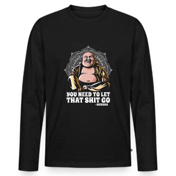 Buddha Buddhist Lustig - Männer Premium Bio Langarmshirt - Schwarz - Vorne - Nico (187cm)