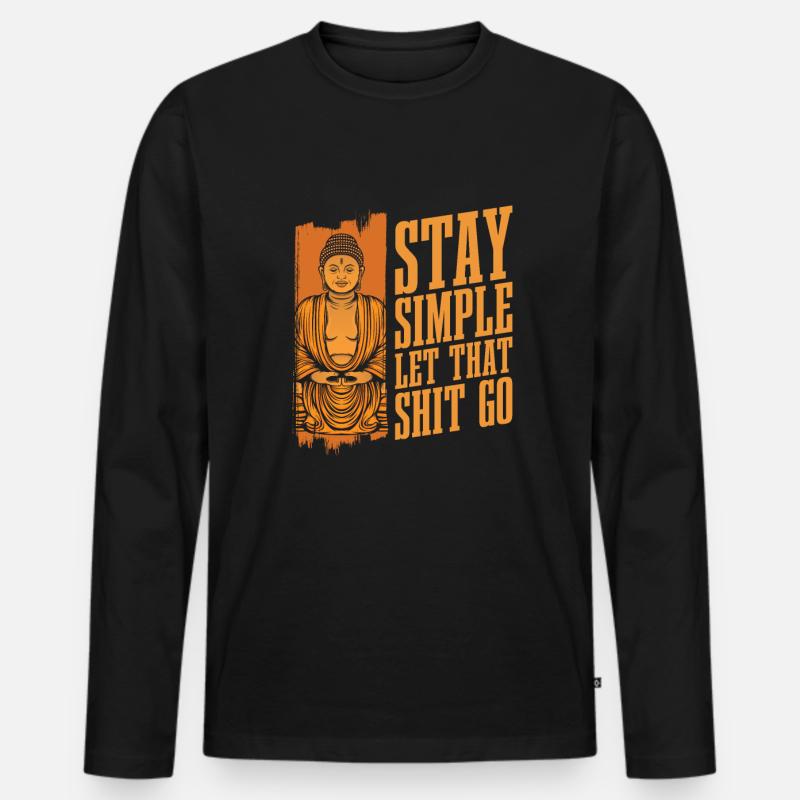 Buddha Buddhist Lustig - Männer Premium Bio Langarmshirt - Schwarz