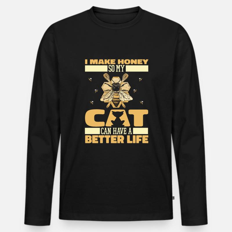 Imker Bienenzüchter Katze - Männer Premium Bio Langarmshirt - Schwarz