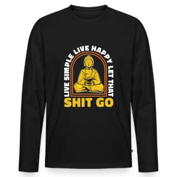 Buddha Buddhist Lustig - Männer Premium Bio Langarmshirt - Schwarz - Vorne - Nico (187cm)