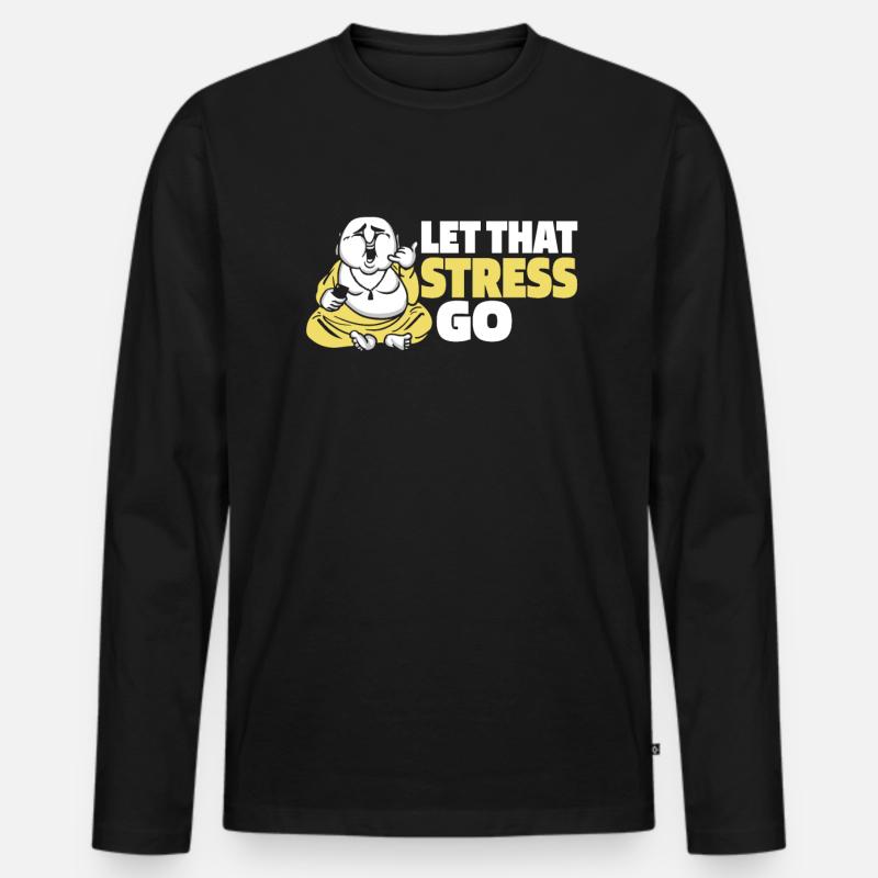 Buddha Buddhist Witzig - Männer Premium Bio Langarmshirt - Schwarz
