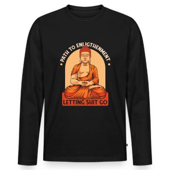 Buddha Buddhist Lustig - Männer Premium Bio Langarmshirt - Schwarz - Vorne - Nico (187cm)