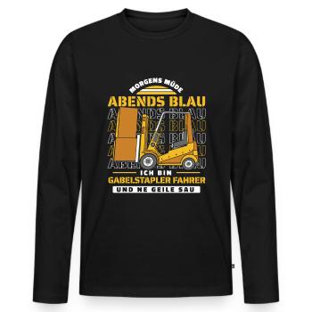 Gabelstapler Staplerfahrer - Männer Premium Bio Langarmshirt - Schwarz - Vorne - Nico (187cm)