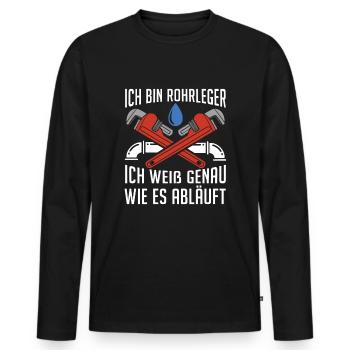 Rohrleitungsbauer Witzig - Männer Premium Bio Langarmshirt - Schwarz - Vorne - Nico (187cm)