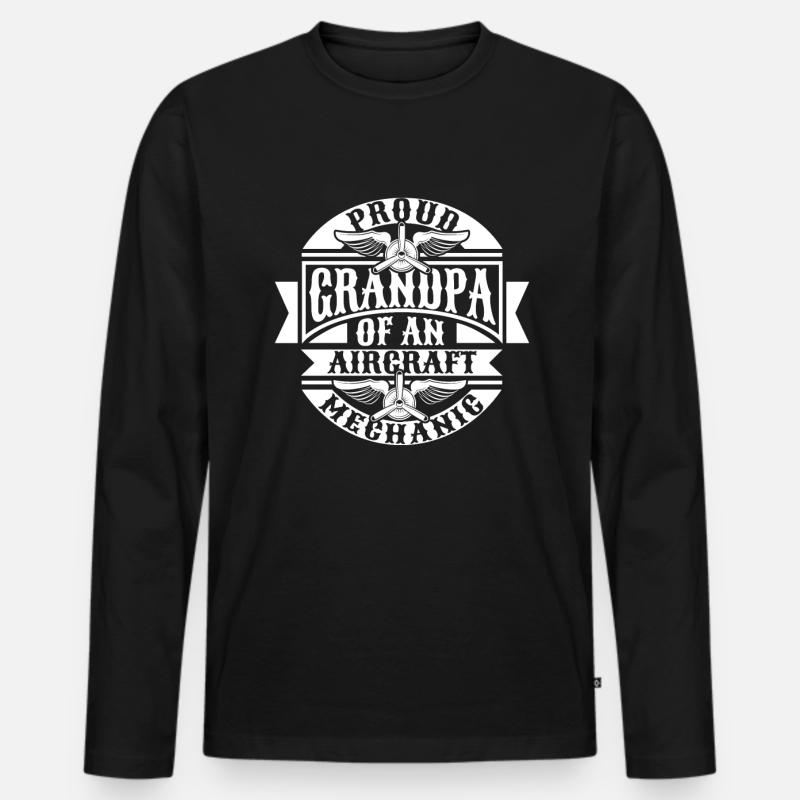 Flugzeug Mechaniker - Männer Premium Bio Langarmshirt - Schwarz