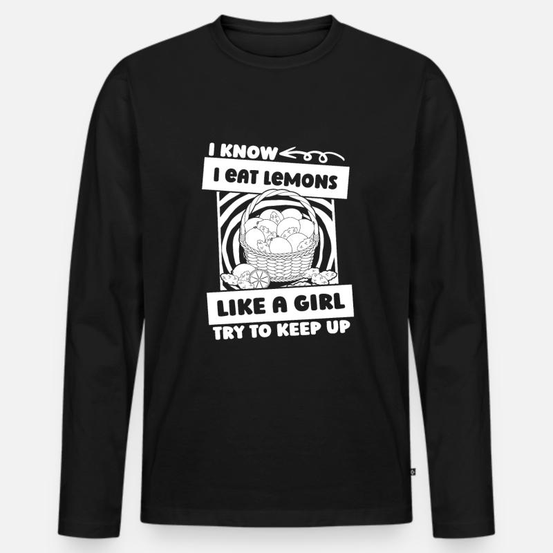 Zitrone - Männer Premium Bio Langarmshirt - Schwarz