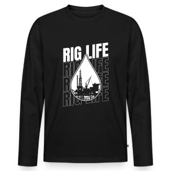 Ölfeld Bohrinsel Rig Life - Männer Premium Bio Langarmshirt - Schwarz - Vorne - Nico (187cm)
