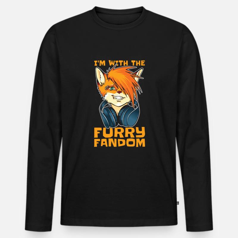 Furry Fandom Fursuits Kopfhörer - Männer Premium Bio Langarmshirt - Schwarz