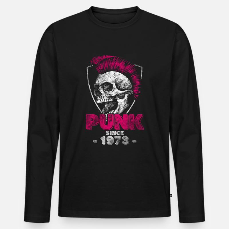 Punk seit 1973 - Männer Premium Bio Langarmshirt - Schwarz
