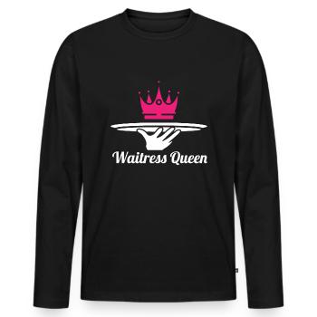 Serveur Serveuse Queen - T-shirt manches longues Premium bio Homme - noir - Devant - Nico (187cm)
