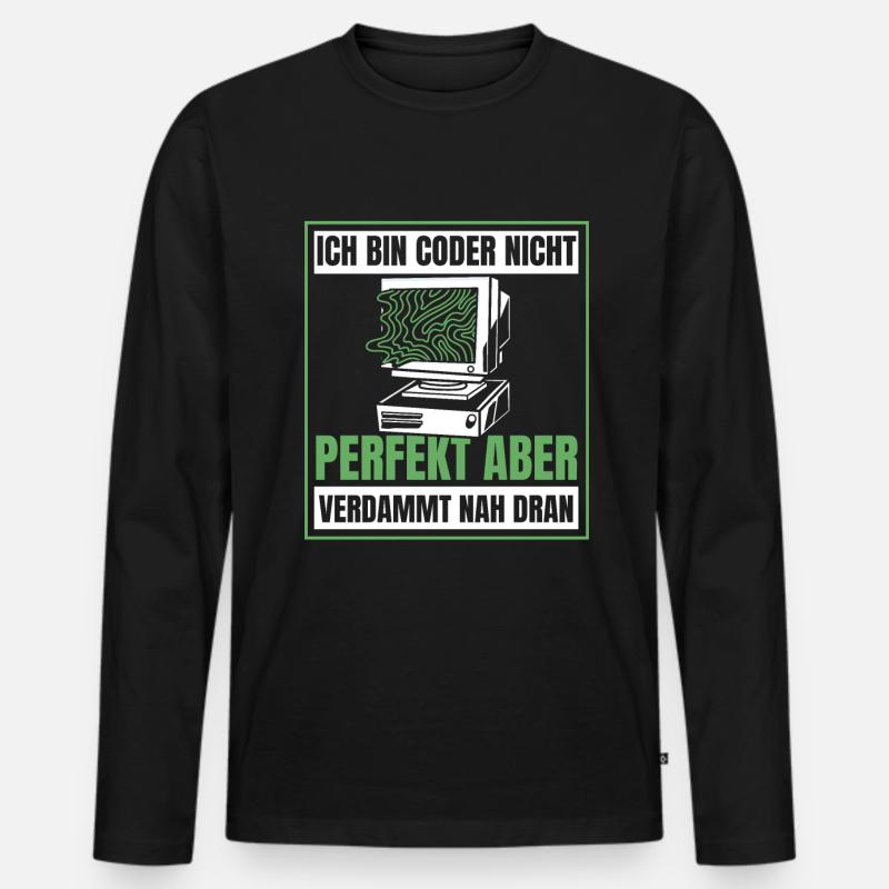 Entwickler Coder Programmierer Humor - Männer Premium Bio Langarmshirt - Schwarz