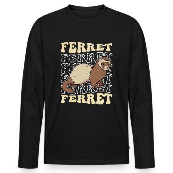 Putois furet - T-shirt manches longues Premium bio Homme - noir - Devant - Nico (187cm)