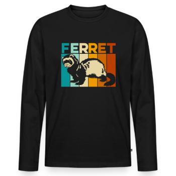 Putois furet - T-shirt manches longues Premium bio Homme - noir - Devant - Nico (187cm)