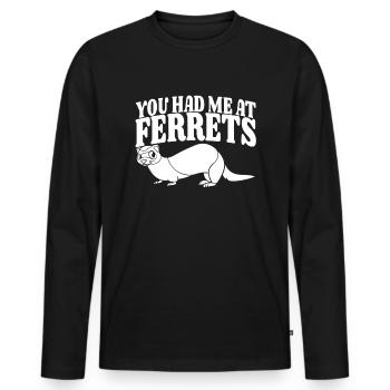 Putois furet - T-shirt manches longues Premium bio Homme - noir - Devant - Nico (187cm)