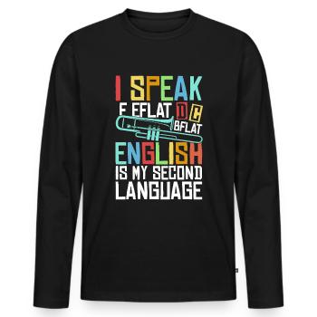 marching band, trombone, brass band, trombone - Men's Premium Organic Long Sleeve Shirt - black - Front - Nico (187cm)