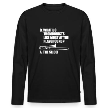marching band, trombone, brass band, trombone - Men's Premium Organic Long Sleeve Shirt - black - Front - Nico (187cm)