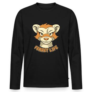 Putois furet - T-shirt manches longues Premium bio Homme - noir - Devant - Nico (187cm)