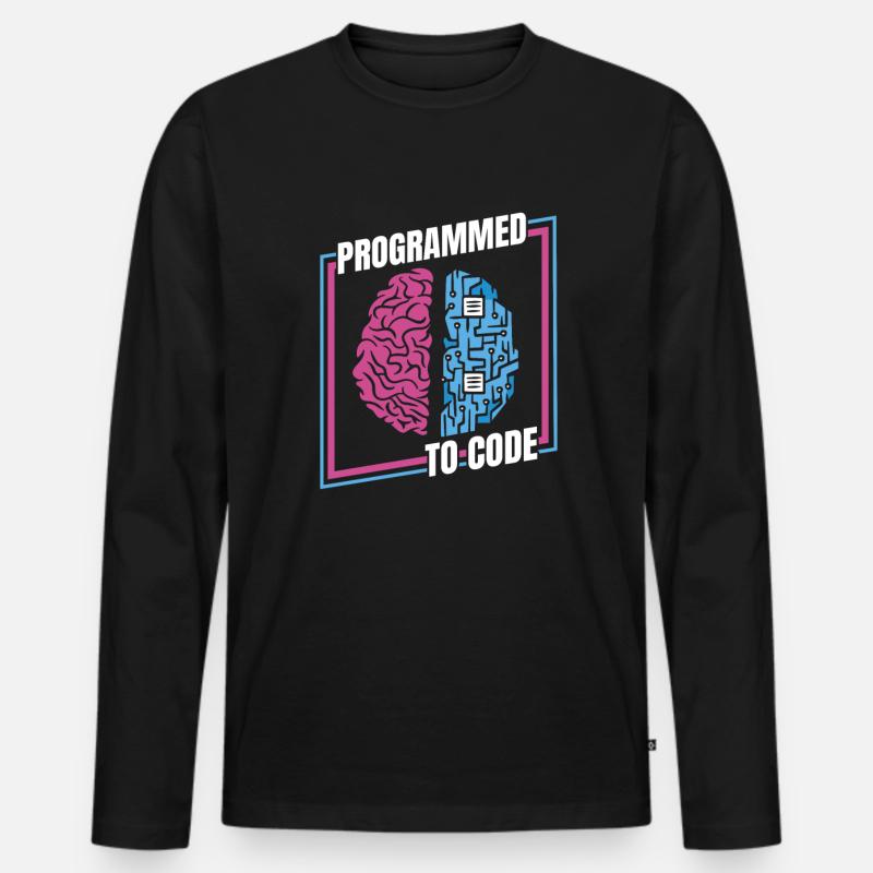 Entwickler Coder Programmierer Gehirn - Männer Premium Bio Langarmshirt - Schwarz